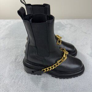 Sandro Leather Black Biker Boots Women's Size 9